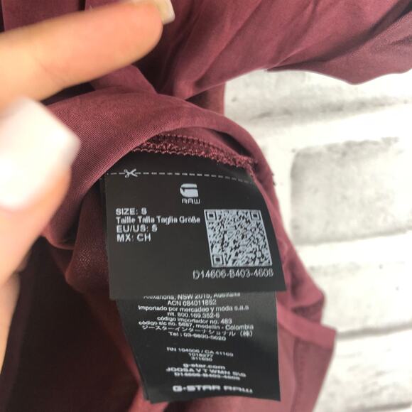 G-Star Joosa Top Port Red Deep V Neck Sz. S NEW - Picture 9 of 13